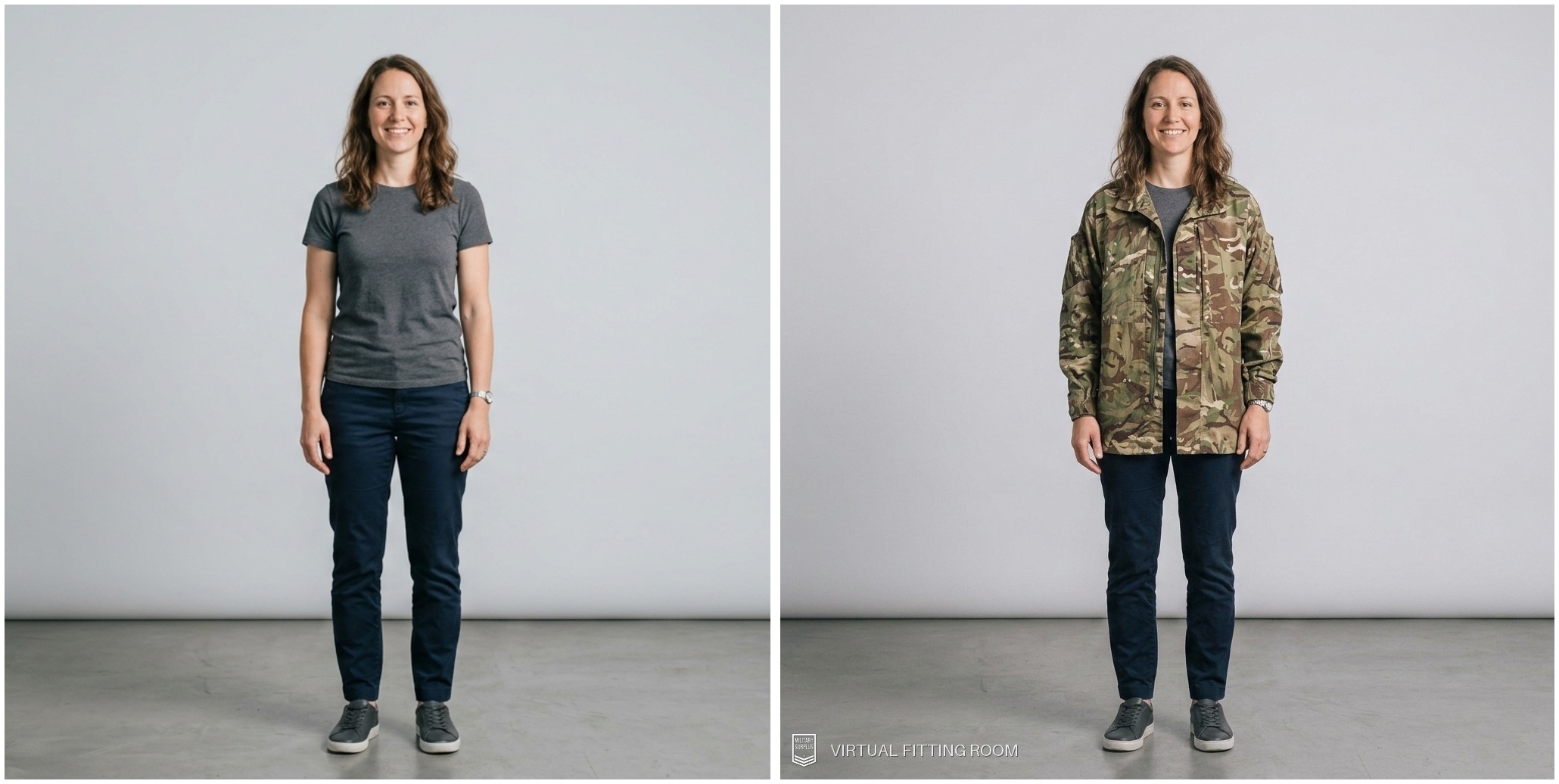 Virtual Fitting Room example: before and after